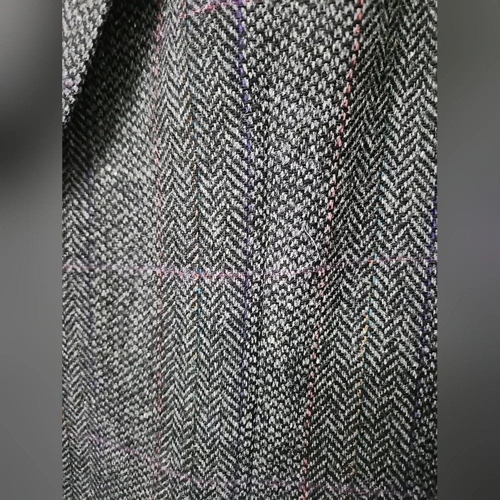 Vintage Cricketeer 44R Wool Herringbone Blazer Sport Coat Gray Brown Tweed USA